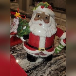 New 8 pc Black Santa dish set.